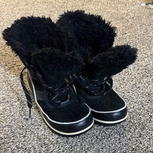 Sorel Black Faux-Fur Lace-Up Ankle Boots